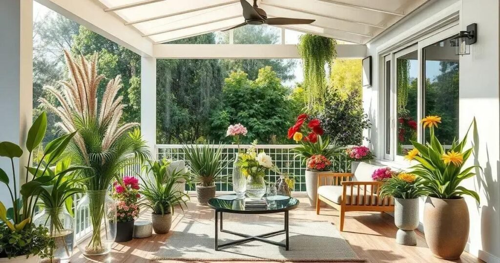 flores suspensas para varanda