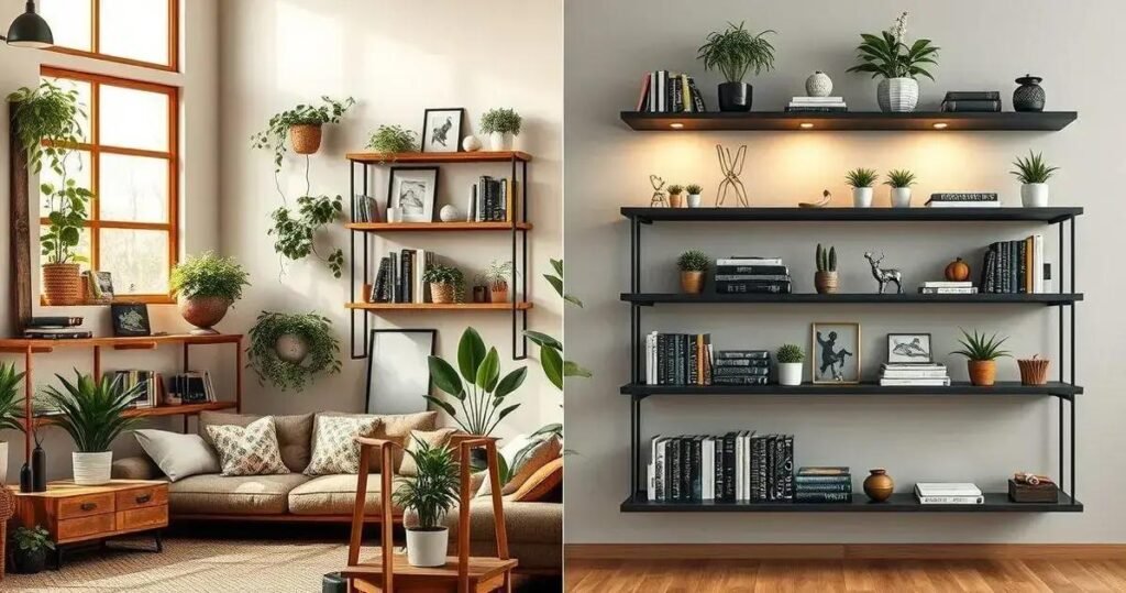 decoração com prateleiras