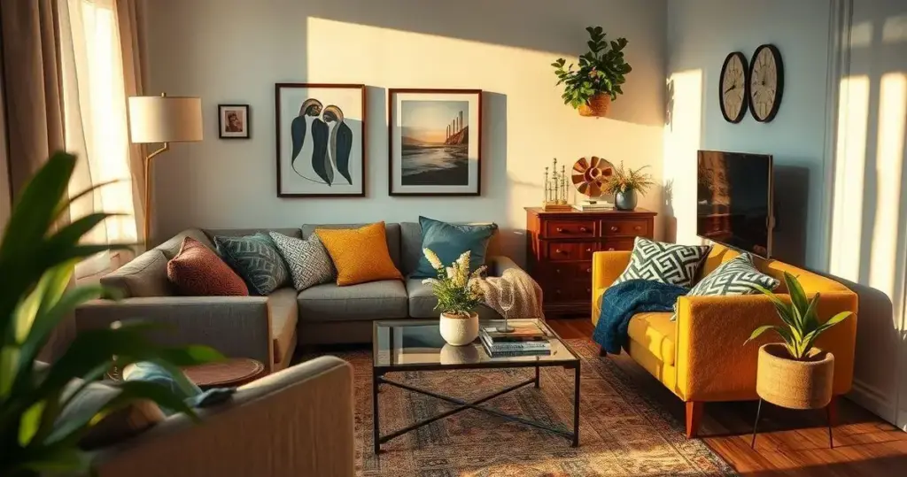 decoração de sala de estar pequena