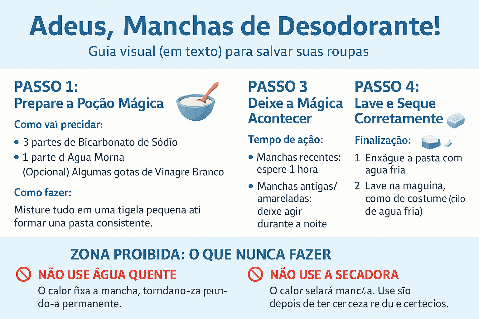 Um passo a passo bastante simples, com truque caseiro, acaba com as manchas que os desodorantes deixam nas roupas.