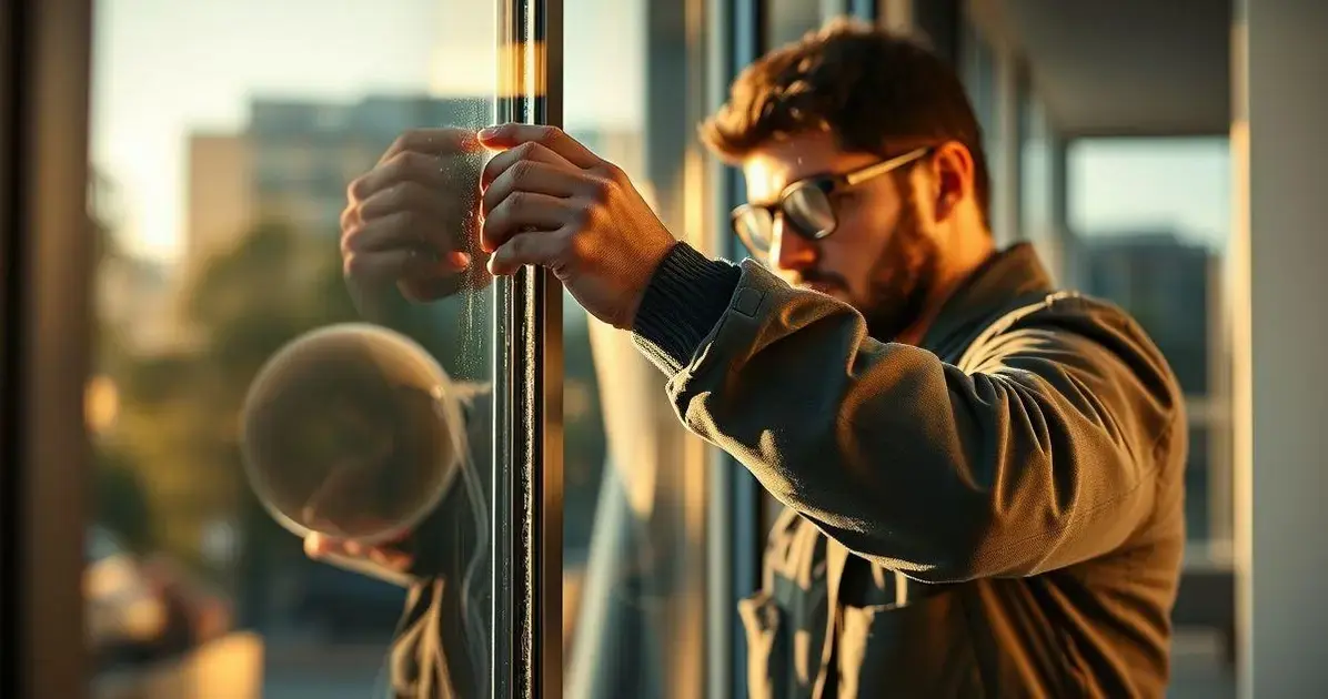manutenção de janelas e portas de vidro