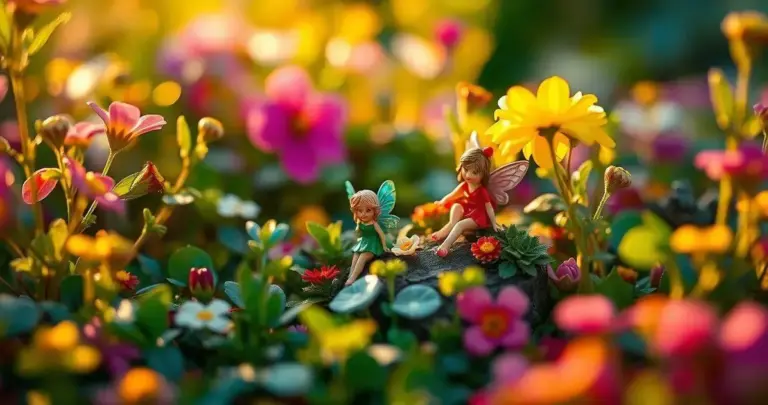 mini jardim de fadas com flores