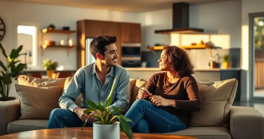 sala integrada com cozinha