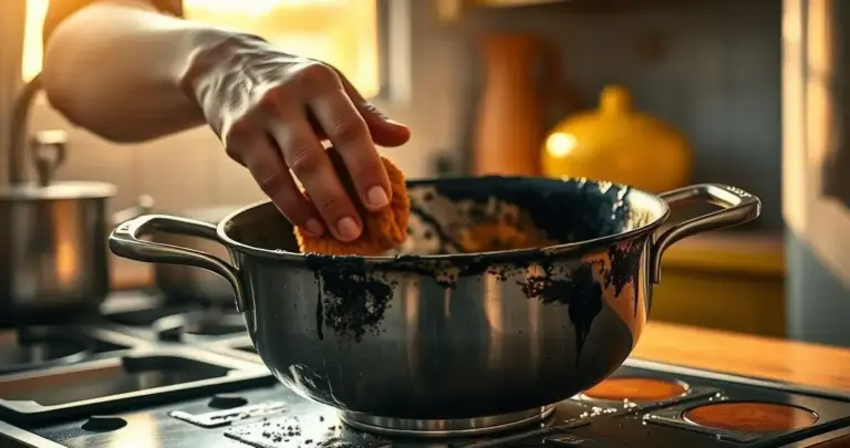 como limpar panela de inox queimada