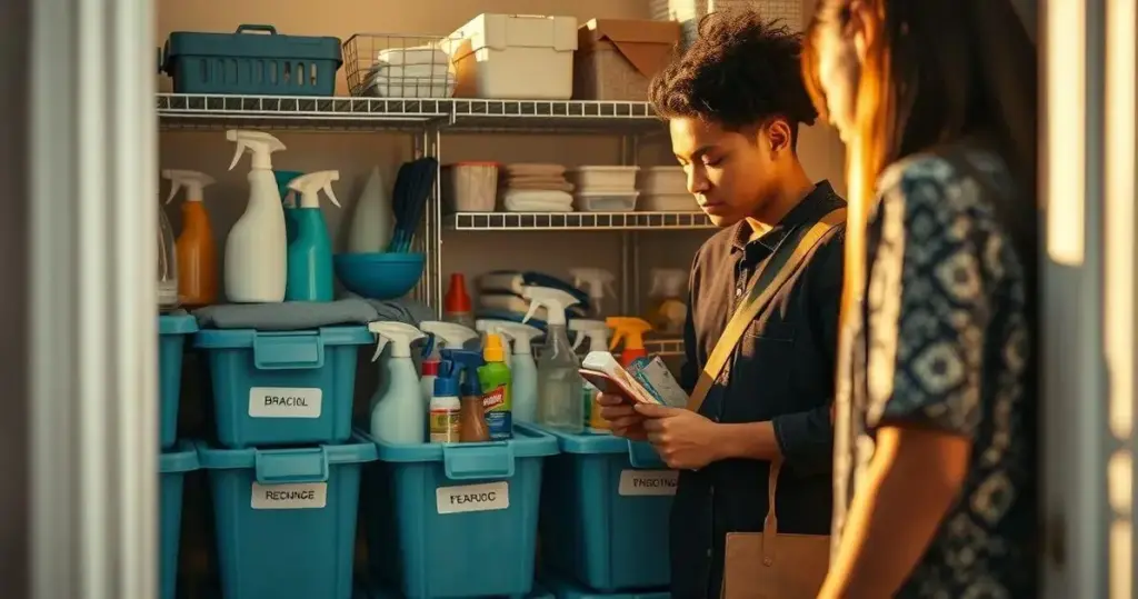 como organizar o material de limpeza