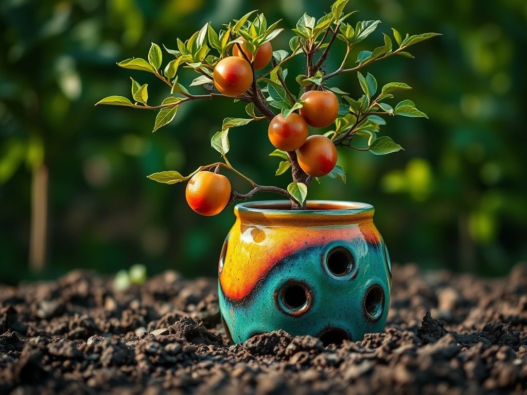 Vaso ideal para árvores frutíferas anãs: drenagem correta para um cultivo saudável.