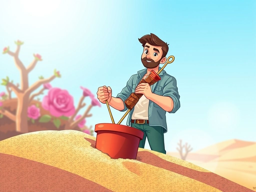 Teste do palito para verificar a umidade do solo da rosa do deserto. Dica para regar a rosa do deserto no inverno.