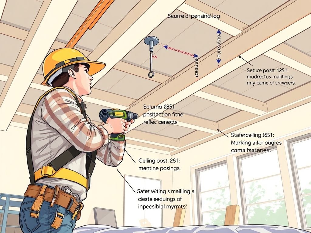 Passo a passo: Fixando ganchos no teto para cama suspensa DIY com segurança.