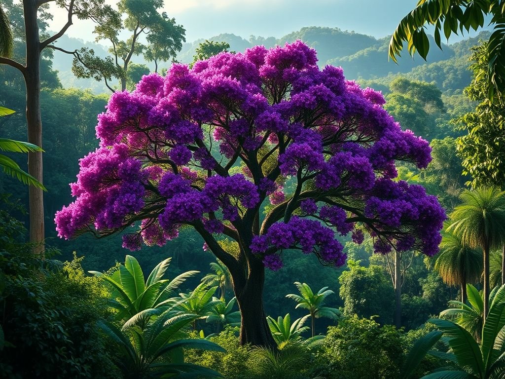 Ipê-Roxo na Amazônia: Foto da explosão de cores com as flores roxas vibrantes do Ipê-Roxo. Descubra a beleza e as propriedades medicinais desta árvore.