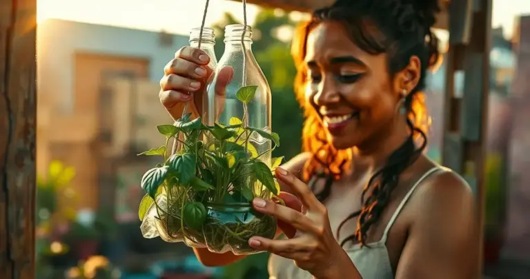 DIY horta suspensa com garrafa PET