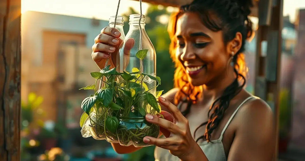 DIY horta suspensa com garrafa PET