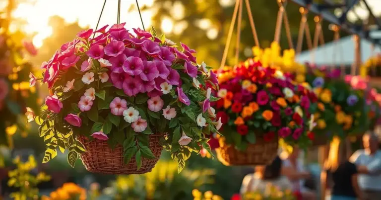 flores para cestas suspensas