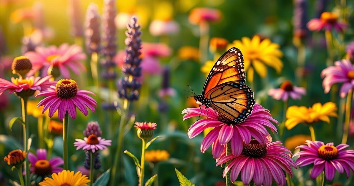 flores para um jardim com tema de borboletas