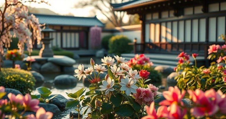 flores para um jardim de estilo japonês