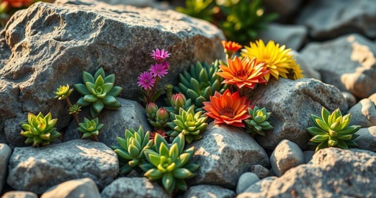 flores para um jardim de pedras com suculentas