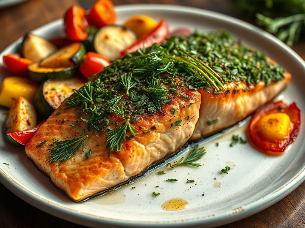 Receita de salmão assado com ervas para hipertensos: um prato saboroso e saudável para controlar a pressão alta.