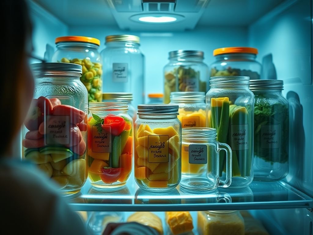 Potes transparentes para organizar sobras na geladeira, dicas de organização, evitar desperdício