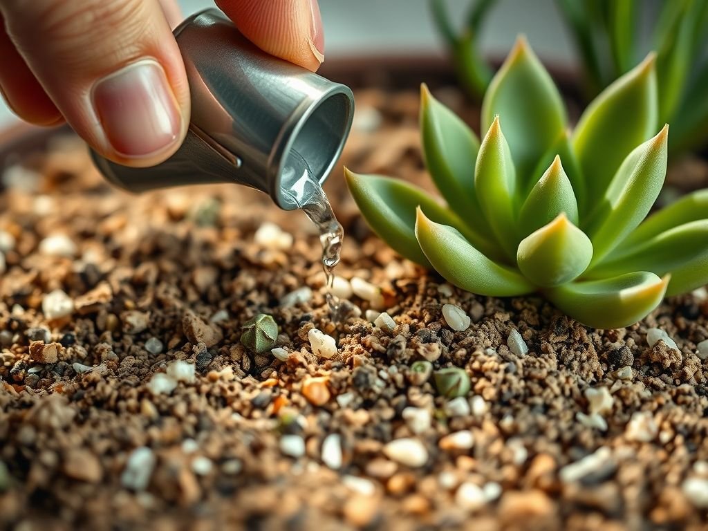 Substrato ideal para suculentas: areia, perlita e substrato para plantas. Rega correta para evitar o apodrecimento das raízes.
