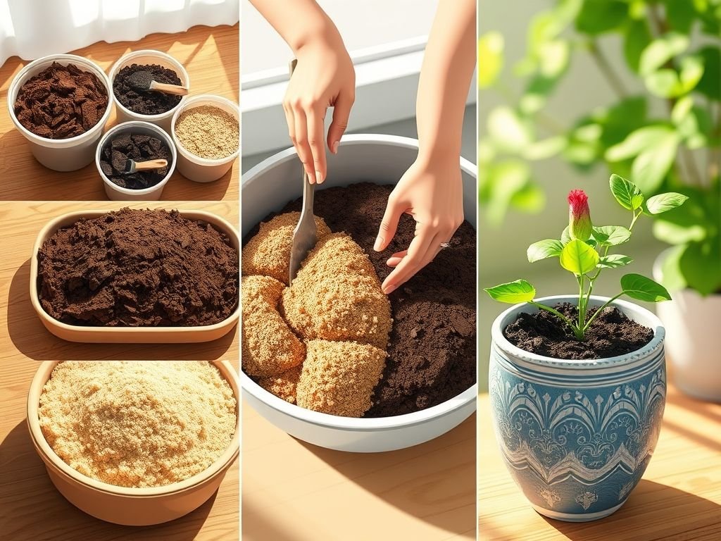 Como preparar o substrato ideal para hibisco em vaso: terra vegetal, areia e húmus de minhoca. Guia de jardinagem para iniciantes.