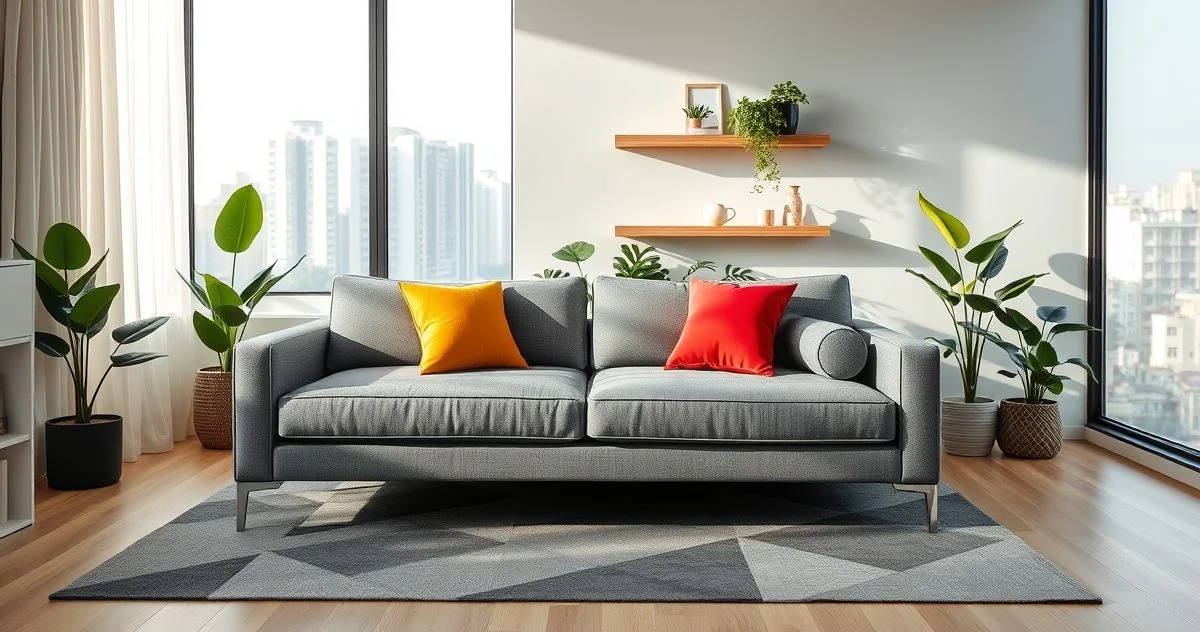 Fotografia realista e profissional de um studio moderno com cores claras