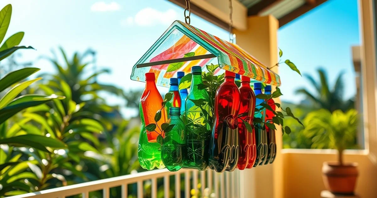 mini estufa para horta suspensa com garrafas pet