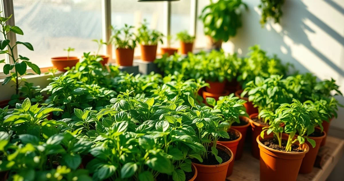 mini estufa para horta de ervas aromáticas em vasos