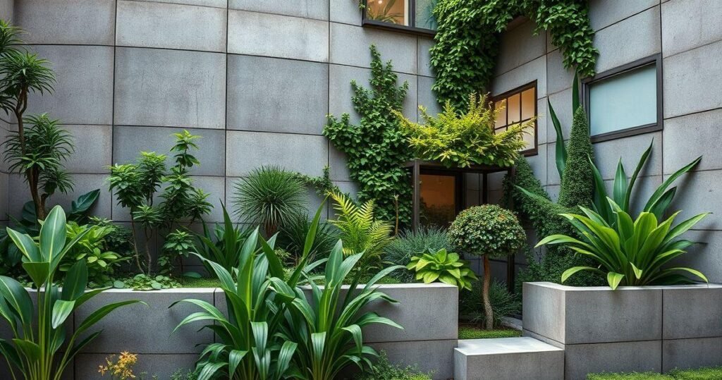 jardim vertical com blocos de concreto