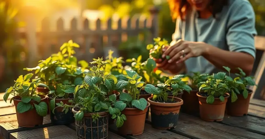 rega de temperos em vaso