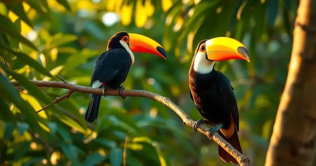 Tucanos e os frutos das árvores