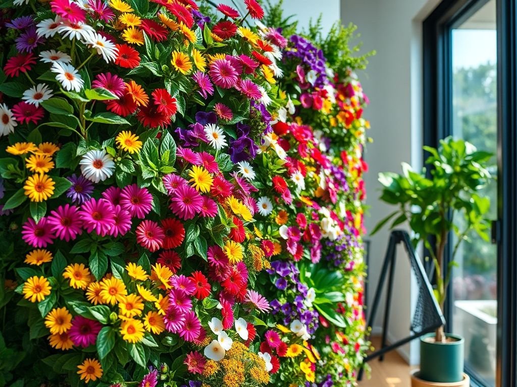 Jardim vertical com flores em apartamento: transforme seu espaço em um oásis particular. Ideias e inspirações.