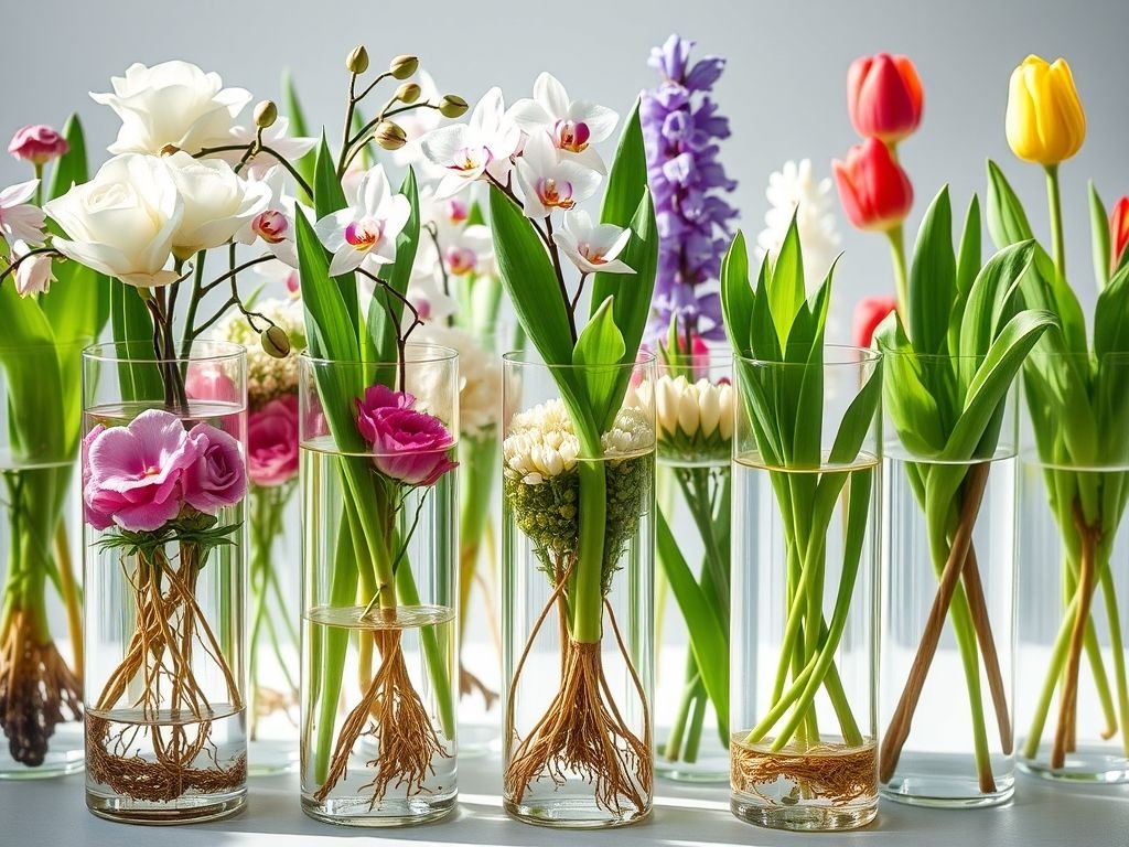 Flores cultivadas na água: copo de leite, orquídea, jacinto e tulipa. Guia completo de jardinagem hidropônica.
