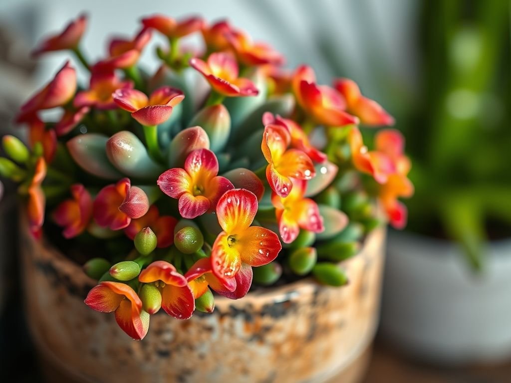 Suculenta florida com cores vibrantes. Dicas de como fazer suculentas darem flores.