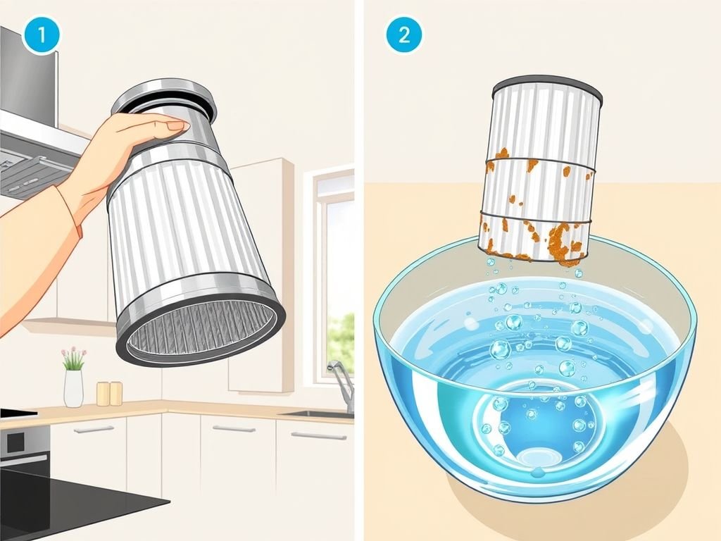 Passo a passo ilustrado da limpeza do filtro do exaustor de cozinha