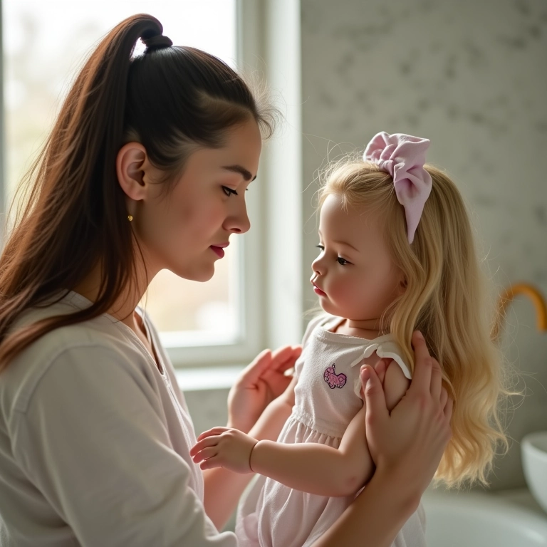 Acalmando uma boneca com paciência e compreensão.