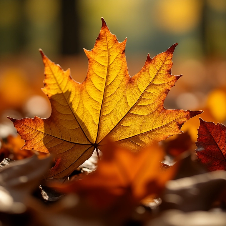 Close-up de diferentes tipos de folhas secas com texturas variadas.