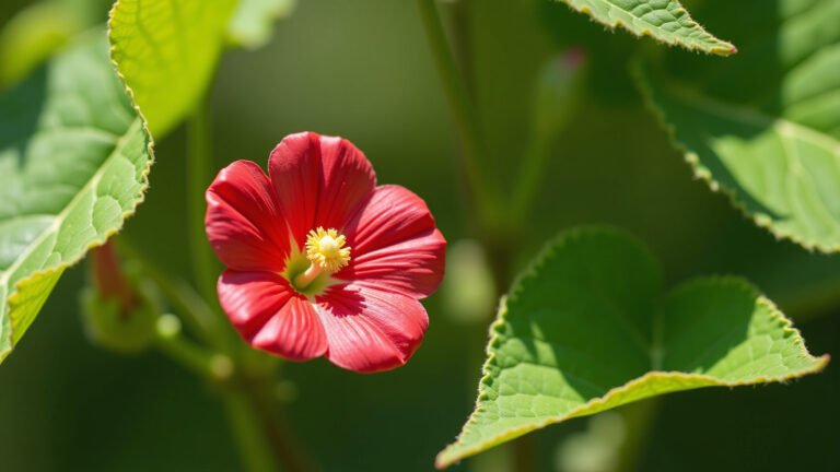Flor vibrante de Campainha-Chinesa (Abutilon) em close-up.