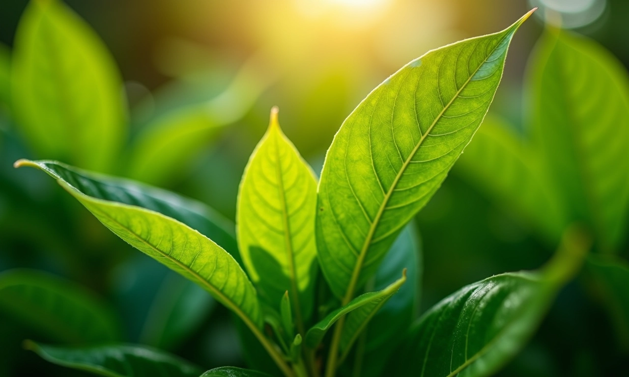 Folhas de cupuaçu saudáveis e bem cuidadas.