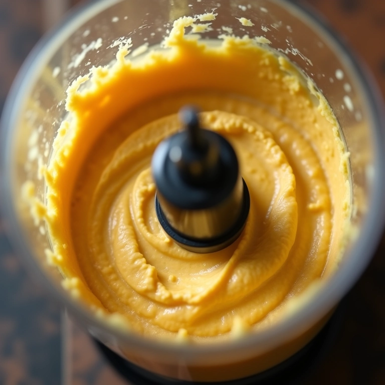 Homus sendo processado para ficar cremoso.