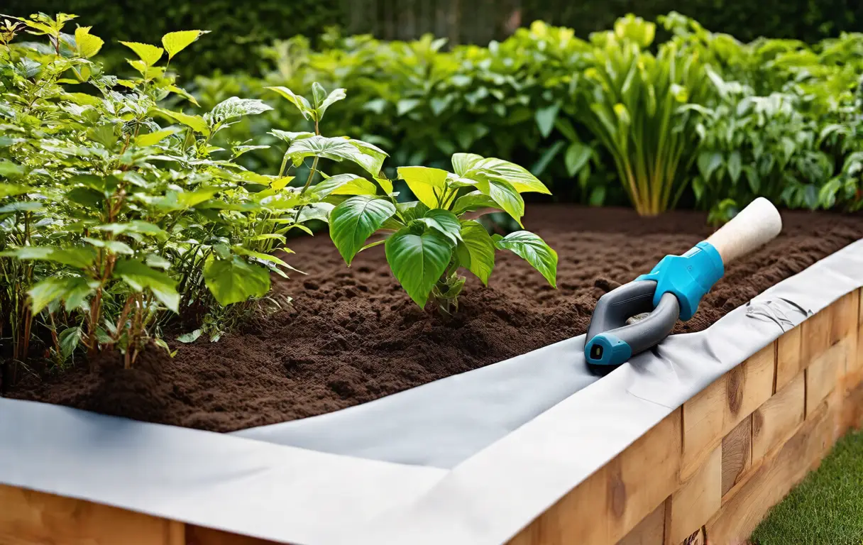 Impermeabilização interna de um canteiro elevado.