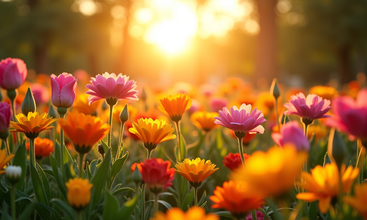 Jardim exuberante com flores coloridas, representando o amor e seu significado cultural.
