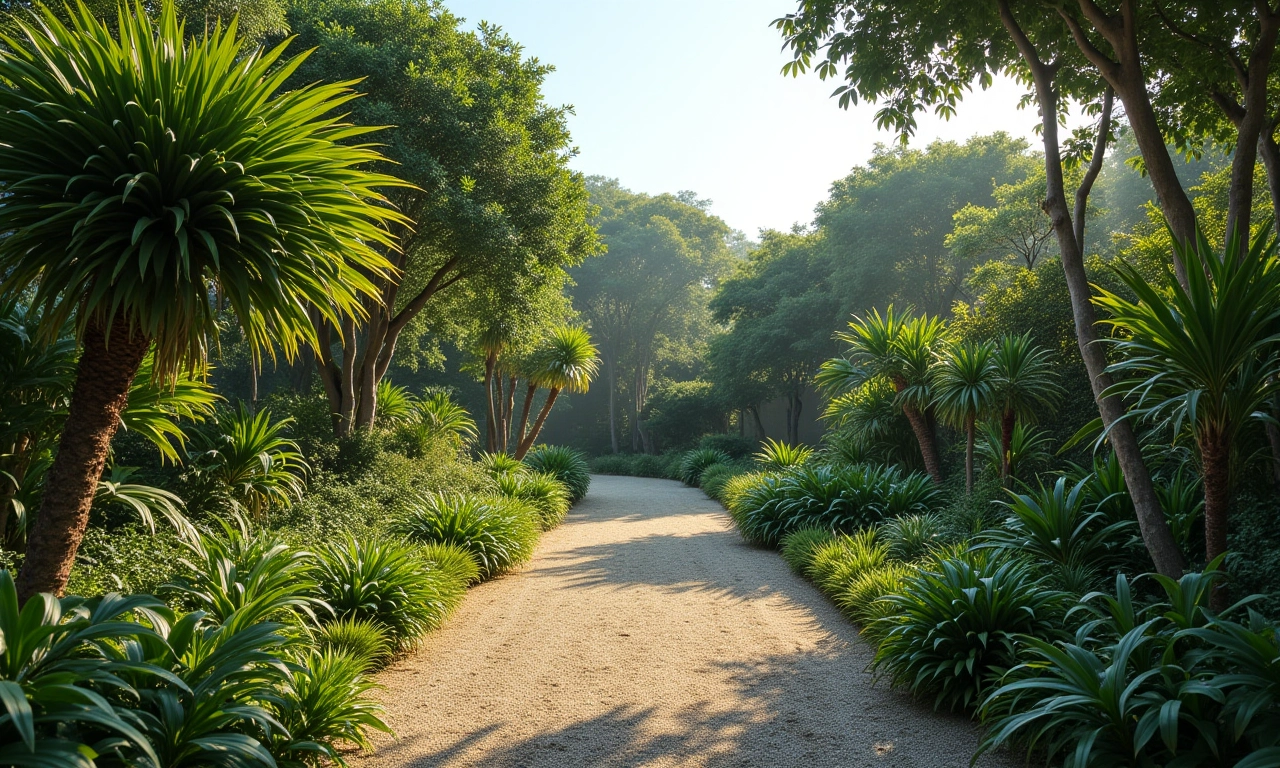 Jardim paisagístico com árvores nativas adequadas para a região, design sustentável.