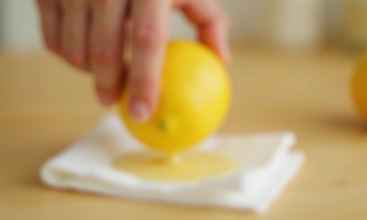 Limão sendo espremido em um algodão para clarear a pele.