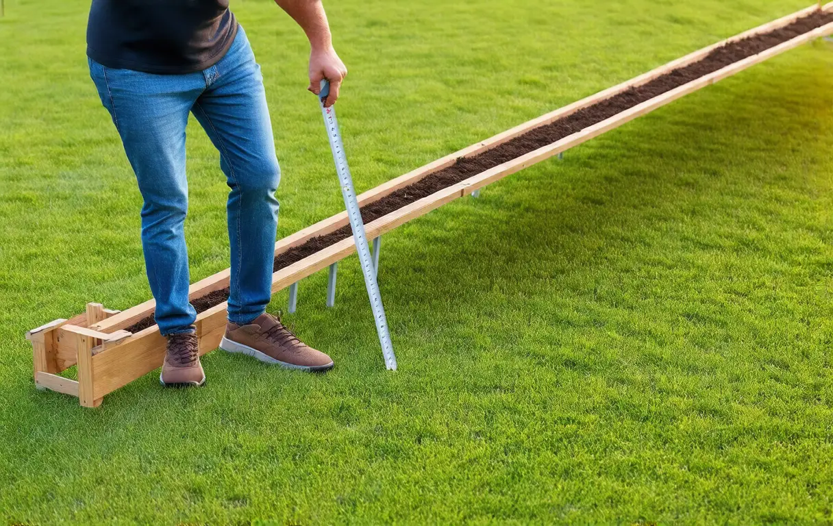 Medindo a altura ideal para um canteiro elevado.