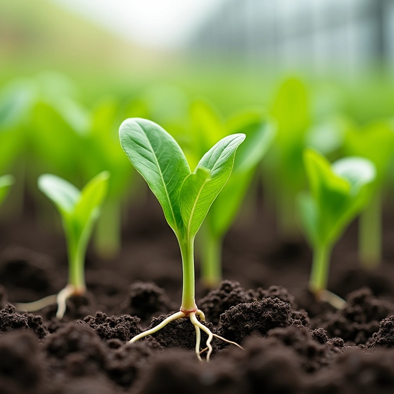 Mudas de Jequitibá-Rosa com raízes crescendo em ambiente controlado.