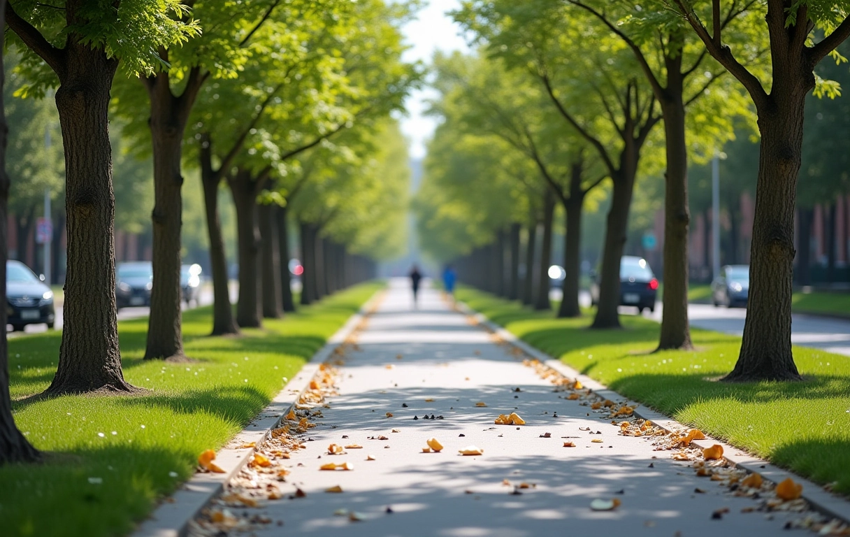 Parque urbano limpo, livre de lixo, promovendo ambiente saudável.
