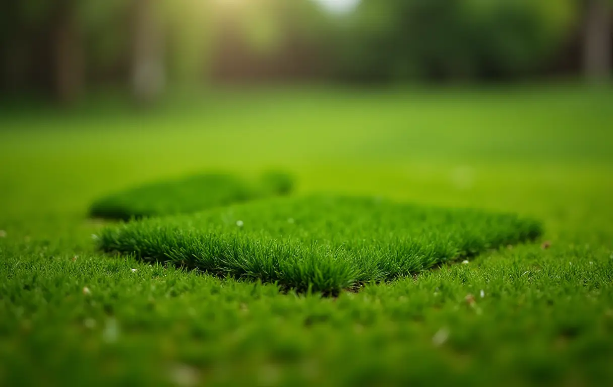 Plantando grama por tapetes.