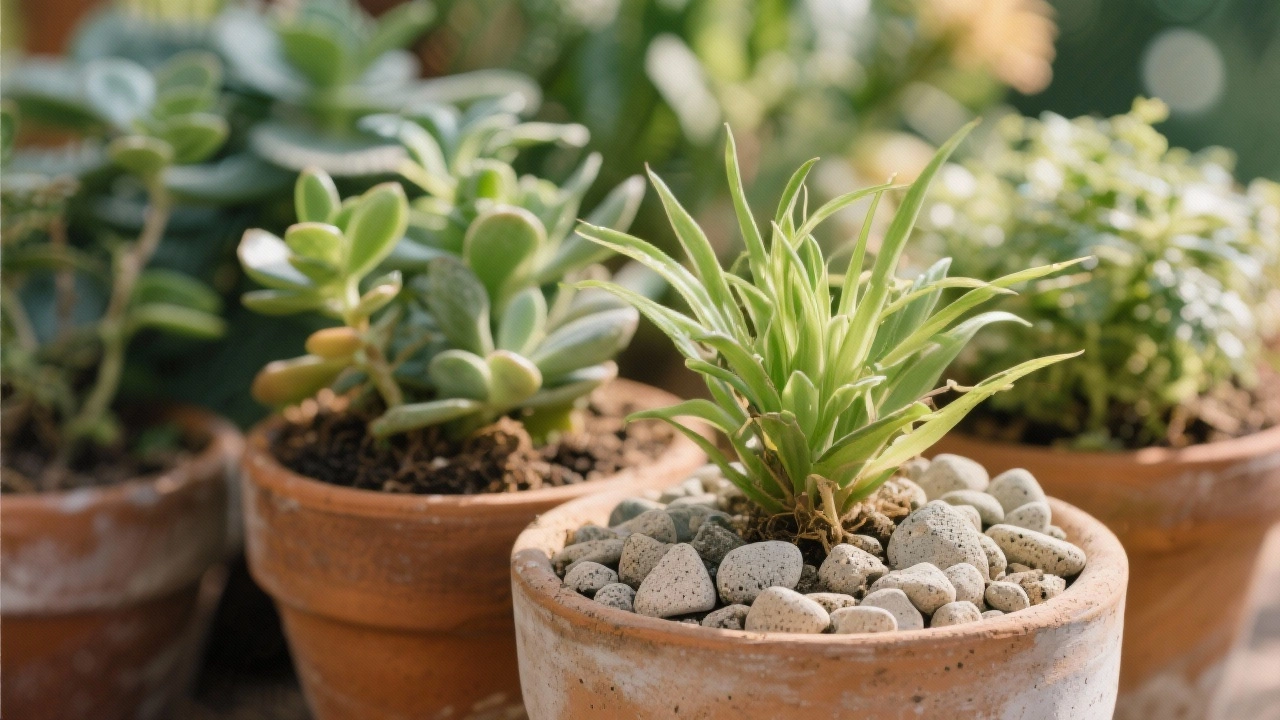 Plantas vibrantes crescendo saudáveis com argila expandida.