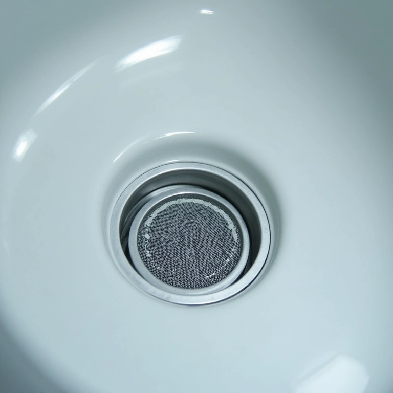 Ralo do chuveiro com uma tela protetora.