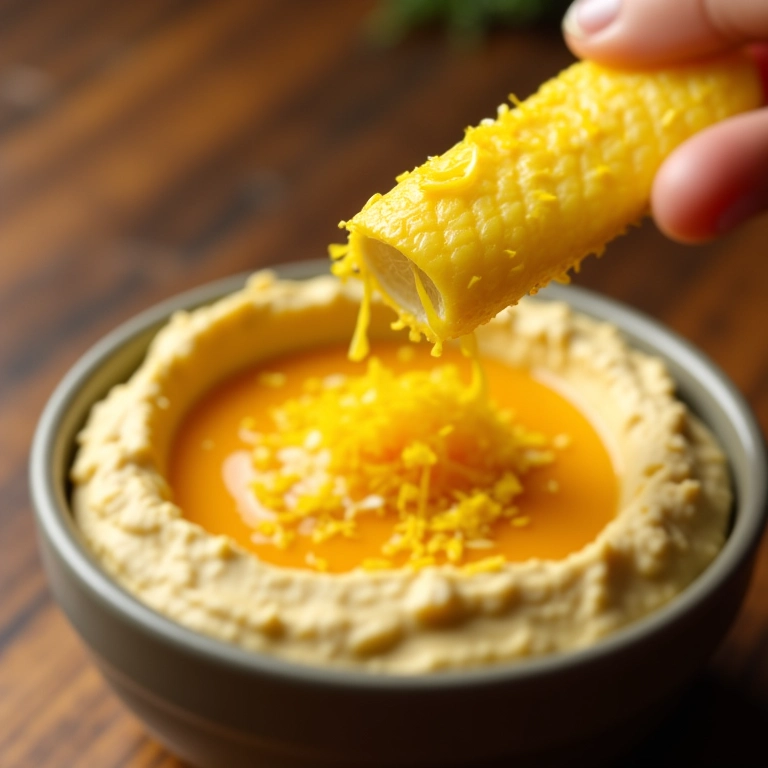 Raspas de limão sendo adicionadas ao homus.