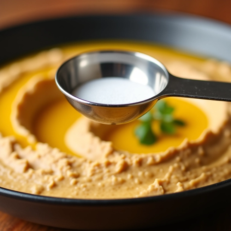 Sal sendo adicionado ao homus.